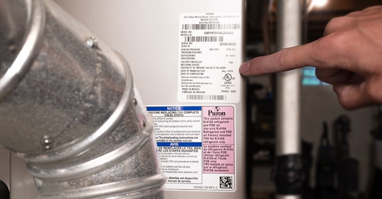 label on furnace to determine its age